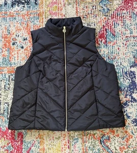 Michael Kors 2X Large Black Puffer Quilted Vest Jacket MK Charm Womens MSRP $125 - Picture 1 of 7