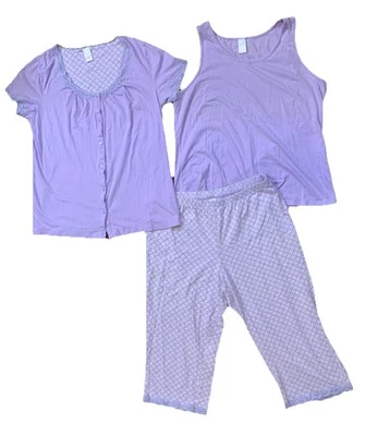 Juego de 3 piezas de pijama capri Adonna 100 % algodón tejido talla L para mujer’s Foto 1 de 4