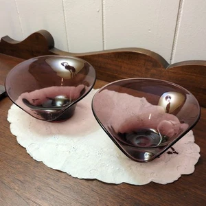 Viking Amethyst Glass Epic Bon Bon Dish MCM Lipped Spout Candy Bowl Set of 2 - Picture 1 of 2