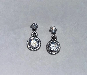 Pandora Sterling Silver CZ Radiant Elegance Dangle Earrings 290688CZ - Picture 1 of 4