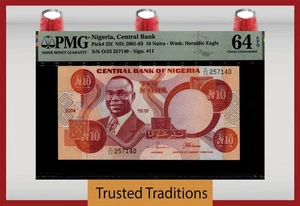 TT PK 25f 2001-03 NIGERIA CENTRAL BANK 10 NAIRA PMG 64 EPQ GEM UNCIRCULATED - Picture 1 of 2