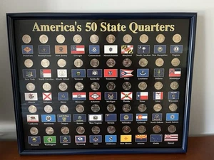 U.S. Kompletter State Quarter Satz 1999 - 2008 komplett 50 Viertel gerahmt - Bild 1 von 5