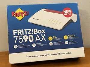 AVM FRITZ!Box 7590 AX Wi-Fi 6 Router – Dual Band, 4 LAN Ports, 300Mbps, White - Photo 1/4