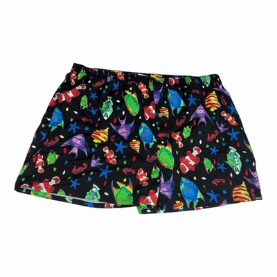 Pantalones Cortos Relajados Vintage Años 80 Peces Tropicales Playa Talla 2XL Salón Plisado Años 90 Foto 1 de 4