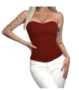 Corsé Sobrebusto Top Cremallera Ajustable Pequeño Rojo Navidad Año Nuevo Fiesta - Imagen 1 de 9