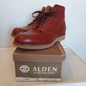 Alden 306 Size 8 Mens Brown Calfskin Leather Plain Toe Boots CDI Last Vibram... - Picture 1 of 12