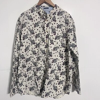 Camisa Vaquera Occidental Vintage Bugle Boy Para Hombre Talla XL Abstracta Cachemira Sin Arrugas Foto 1 de 4