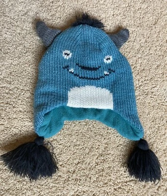 Gorro tejido CARTER'S USADO EN EXCELENTE ESTADO para niños pequeños talla 12-24 m azul verde azulado monstruo criatura Foto 1 de 4