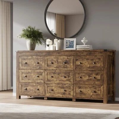 Large Wooden Dresser, 9 Drawer Dresser, Chests of Drawers for Bedroom, Closet - Image 1 of 4