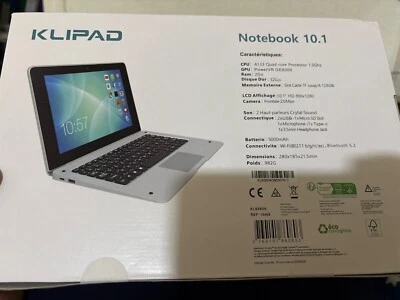 Notebook KLIPAD 10.1", Android 12, 2Go de Ram, Hdd 32 Go, Azerty, Très Bon État - Photo 1/2
