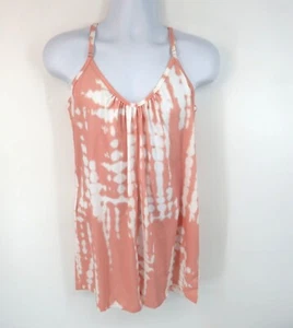 Batik rosa weiß Spaghettiträger ärmellos Top Strampler Shorts XL neu ohne Etikett - Bild 1 von 3