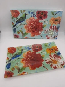 NOTIONS Jad Blumen Glas Tablett Kerze Garten Kunst 13,5" x 7,5" in Box EUC - Bild 1 von 10
