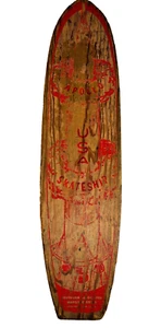 Vintage Apollo Rocket Skateship Wood Wooden Skateboard Skate Board Metal Wheels - Picture 1 of 19