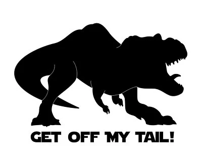 Get Off My Tail - Dinosaurio calcomanía de vinilo coche camión cámper autocaravana remolque ventana Foto 1 de 4