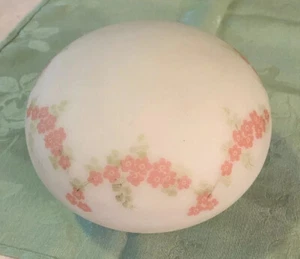 Jan 209 Vintage 1950’s Frosted Glass Globe Shade/Painted Flowers - Picture 1 of 8