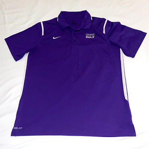 NYU Golf Polo Shirt Nike Dri-Fit Purple Men's Size L Logo NCAA Athletic Bobcat