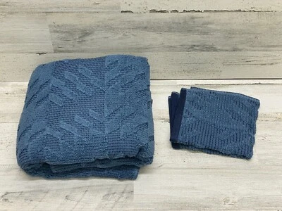Hotel Collection Mesa Sculpted Bath Towel & Washcloth 2pc Set Blue - Image 1 of 4