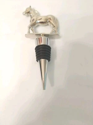 Tapón de botella de vino de caballo de metal plateado Foto 1 de 3