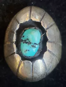 Anello da uomo turchese nativi americani Navajo scatola ombra turchese taglia 11 firmato P - Foto 1 di 4
