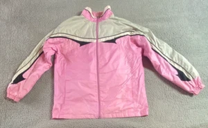 Studio Works Women's Pink Gray White Black Zip Up Windbreaker Jacket Size M - Picture 1 of 8