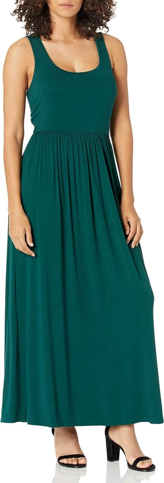 Amazon Essentials Women's Tank Waisted Maxi Dress Size S Small Green