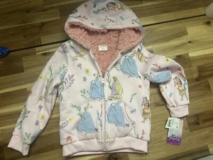 Disney Princesses Sherpa Zip Up Hoodie Size 4t Rapunzel Cinderella  Moana - Picture 1 of 3