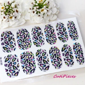 Nail Art Self Adhesive Full Finger Nails Polish Wrap Sticker Leopard Glitter LP2 - Picture 1 of 2