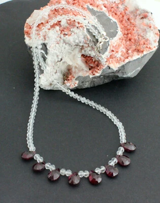 Bianchi Topazio Con Rodolite Collana Pietre Preziose Regalo Collier 44 CM - Immagine 1 di 3