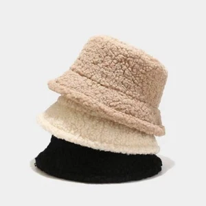 Bucket Hats for Women Autumn Winter Lamb Plush Soft Warm Fisherman Hat Casual UK - Picture 1 of 15