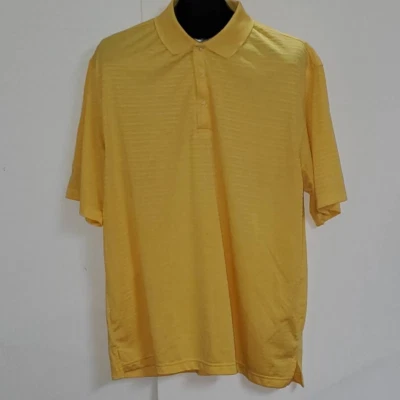 Pro Player Mens Activewear Polo Shirt Yellow Stripe Cutaway Collar Buttons XL - Image 1 of 4