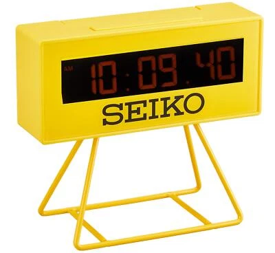 Seiko SQ815Y Desktop Quartz Alarm clock yellow Digital Mini timer Rectangle - Image 1 of 3