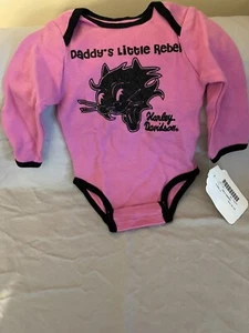 Harley-Davidson Girls Pink Daddy's Little Rebel One Piece 0-3 Months NWT - Picture 1 of 2
