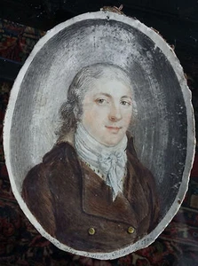 Miniature Oval Portrait Ad Vivum C. D. Voigt 1796 Keel Original Watercolor  - Picture 1 of 5