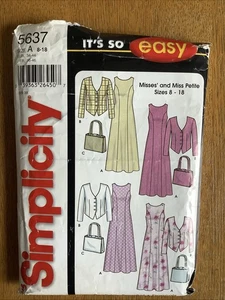 Simplicity 5637 Pattern Ladies Dress Jacket And Bag Sizes 8-18 Part Cut Size 14 - Picture 1 of 2
