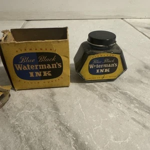 Vintage Waterman's Ink Blue Black New Old Stock (NOS) Single Bottle (2 oz) - Picture 1 of 4