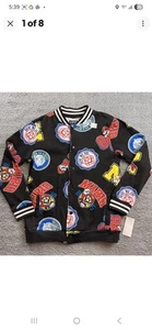 Boy's Kid's Size Small Super Mario Varsity Bomber Jacket Black NEW - Picture 1 of 6