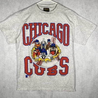 Винтажная футболка Chicago Cubs/Looney Tunes средний размер одинарный шов, сделано в США 1991 - Изображение 1 из 4