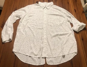 Blusa Playa Almuerzo Salón Blanca Negra Lunares Manga Larga XL Cuello Abotonado - Imagen 1 de 14