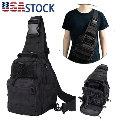 Hombres Bolso Táctico Eslinga Pecho Hombro Molle Mochila Exterior Senderismo Bolsa de Viaje Foto 1 de 4