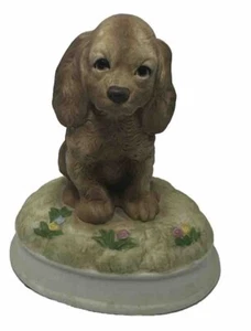 Gorham Ceramic Cocker Spaniel Puppy Dog Figurine Wind Up Music Box - Picture 1 of 7