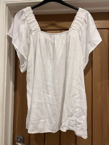 BNWT NEXT Lovely White Colour Linen Blend Tunic Style Top UK 20 - Picture 1 of 15