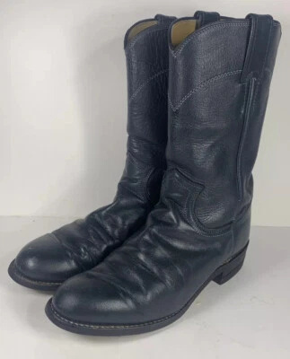 Justin Boots Niños Western Botas Vaqueras Cuero Azul Marino Juvenil Talla 5 C Foto 1 de 4