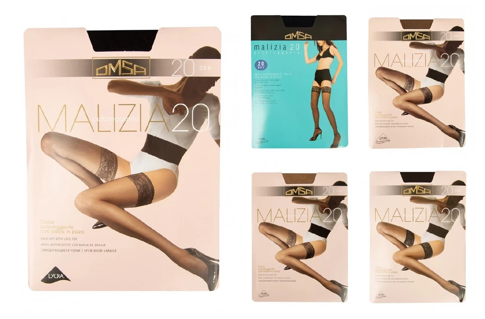 OMSA 20 DEN Damen halterlose Strümpfe mit edler Silikon-Spitzenrüsche und unsich - Bild 1 von 1