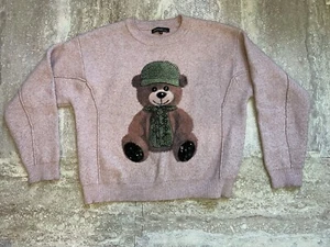 Philosophy Jr Studio Teddy Bear Sweater Medium Pink - Picture 1 of 12