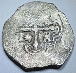 1600s Shipwreck Spanish Mexico Silver 2 Reales Colonial Pirate Treasure Cob Coin - Picture 1 of 2
