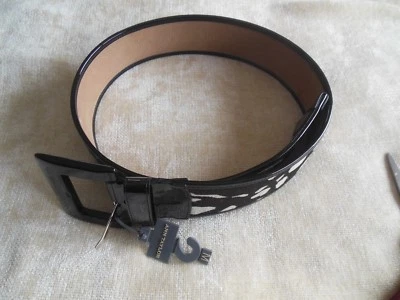 Cinturón ancho de cuero con estampado animal blanco y negro Ann Taylor talla M Foto 1 de 4