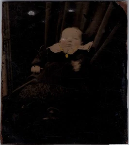 Antikes Farbfoto Post Mortem? Kind getönt traurig 1860er Jahre - Bild 1 von 5