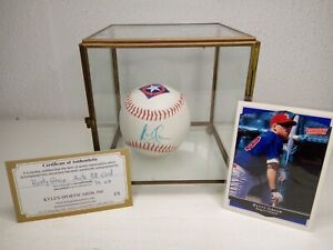 Rusty Greer Autographed Baseball With COA & Signed Victory Baseball Card 