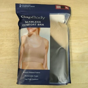 GapBody Women Size XL 2-Pack Nude/Black Stretch Rib Seamless Comfort Bras B3 - Picture 1 of 7