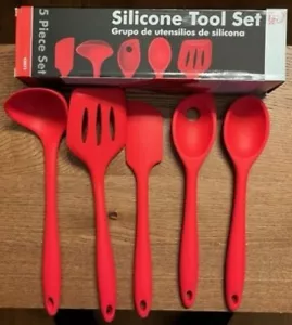 Juego de herramientas y utensilios de cocina de silicona artesanal Chef, 5 piezas - rojo - Imagen 1 de 3